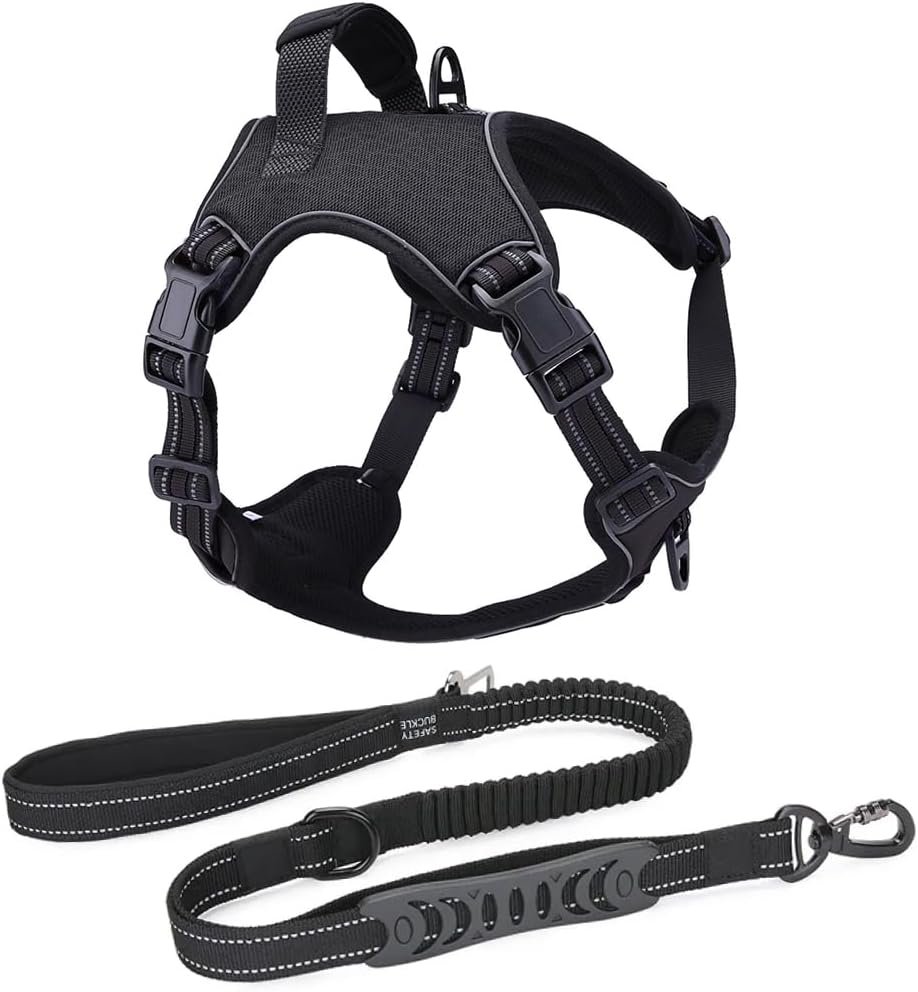 Coleira Peitoral Antipuxão MADOG Power PRETA + Guia Elástica (P)